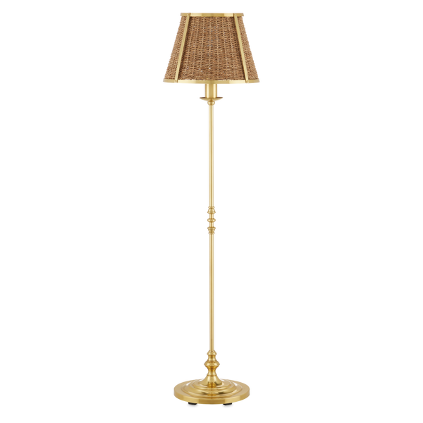 Deauville Floor Lamp - Handmade Seagrass & Brass Light Fixture with French Flair for Elegant Spaces