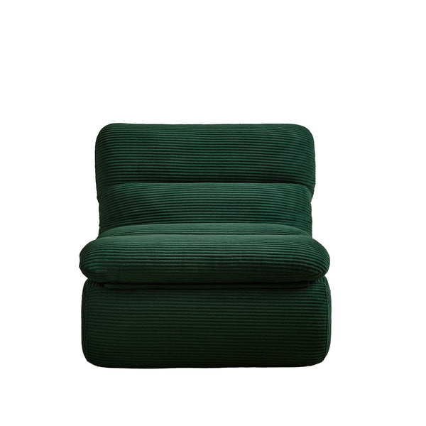 English Elm Modern Compressed Lounge Chair with Ottoman Corduroy Recliner Small Space Sofa High-Density Foam Comfort Green W1036P251819
