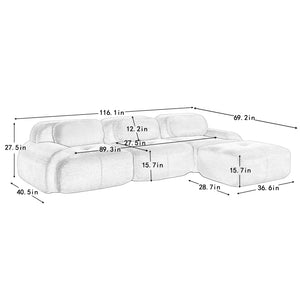 English Elm L-shaped Modular Corduroy Sectional Sofa Ergonomic No Assembly Pet Friendly Living Room W714S01407