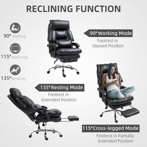 English Elm Office Massage Chair High Back Executive Recliner with Lumbar Heat and Footrest T3971P408813