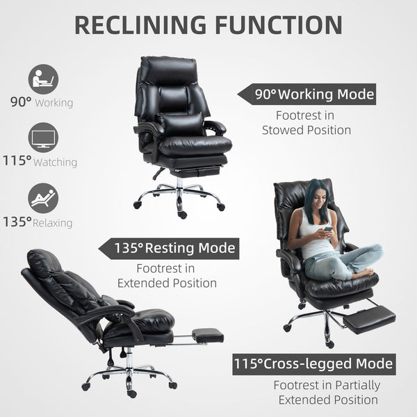 English Elm Office Massage Chair High Back Executive Recliner with Lumbar Heat and Footrest T3971P408813