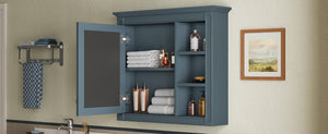 English Elm 30'' Modern Medicine Cabinet with Mirror and Adjustable Shelves, MDF Wall-Mounted Bathroom Storage Solution Blue N710P192495M