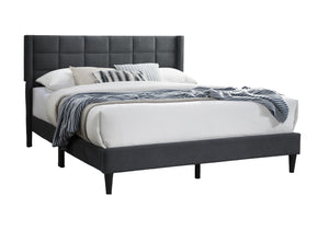 English Elm Elegant Velvet Upholstered Queen Bed with Geometric Stitched Headboard, Platform Design, 12" Height Charcoal 66 L x 23 W x 9 H B011P238937