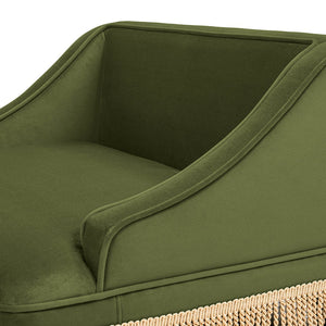 English Elm Duchess Regency Tufted Pet Sofa with Fringe Skirt Velvet Upholstery for Small Dogs Olive Green B2719P479031
