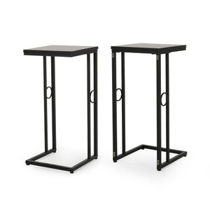 English Elm Christopher Knight Home® - End Table Set Of 2 - Sleek Black Mdf & Iron C-Shaped Modern Accent Tables For Stylish Living Spaces N771P218233H