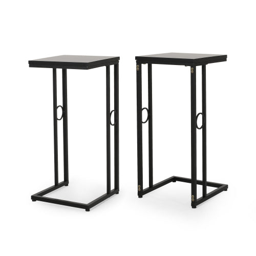 English Elm Christopher Knight Home® - End Table Set Of 2 - Sleek Black Mdf & Iron C-Shaped Modern Accent Tables For Stylish Living Spaces N771P218233H