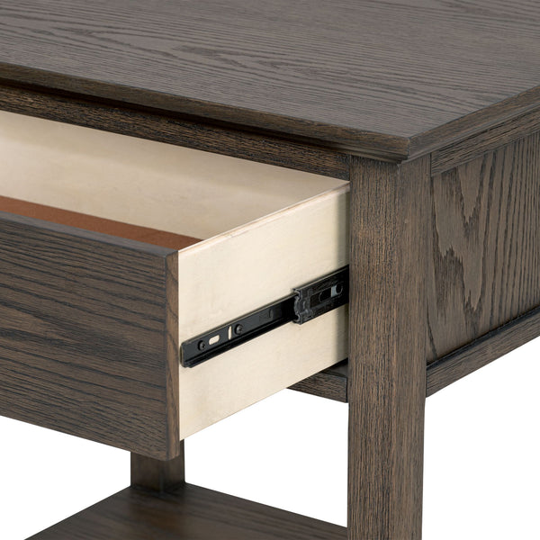 English Elm Victoria Aged Oak Nightstand with Solid Wood Legs, Wire-Brushed Veneer, Drawer & Open Shelf Brown 27 L x 22.75 W x 27.63 H B035P341164