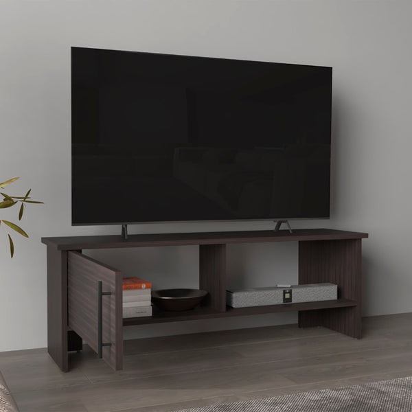 English Elm Tv Stand In Dark Oak With 1 Door & 1 Open Shelf - Modern Design For Organized Living Spaces B097P296875-GIGA