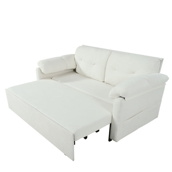 English Elm (old: W3163p269700) Convertible Chenille Sleeper Loveseat with Queen Pullout and Rolling Casters Beige W3163S00099