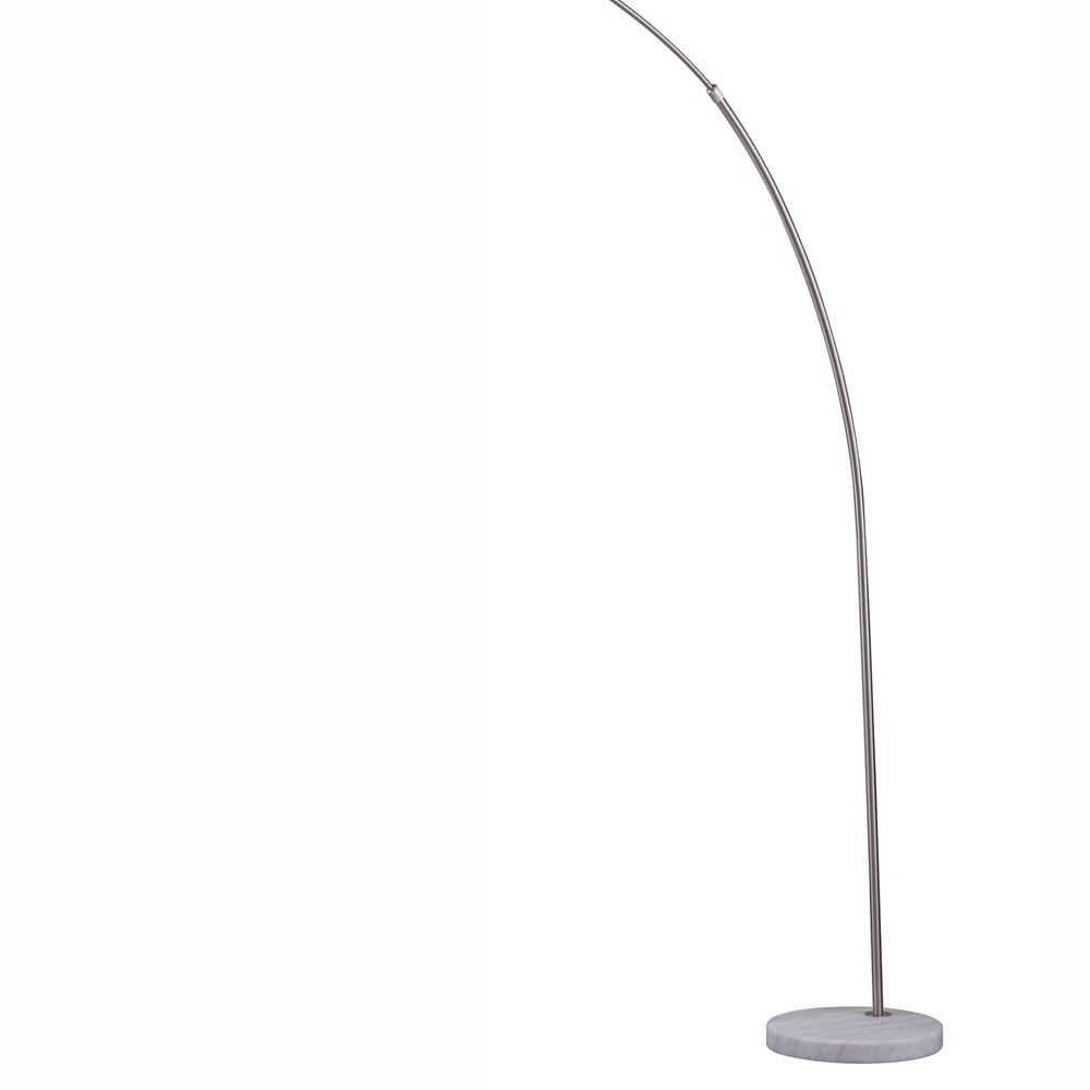 English Elm 86" Tall Metal Floor Arc Lamp "Allegro" - Modern White Shade & Brushed Silver Finish For Any Room B072116140