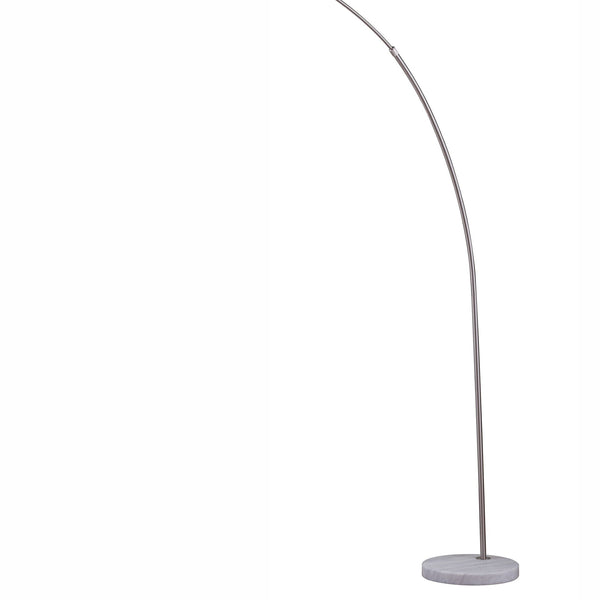 English Elm 86" Tall Metal Floor Arc Lamp "Allegro" - Modern White Shade & Brushed Silver Finish For Any Room B072116140