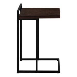 English Elm Accent Table, C-Shaped Side Table For Living Rooms & Bedrooms, Espresso Laminate With Black Metal Base B2710P219374