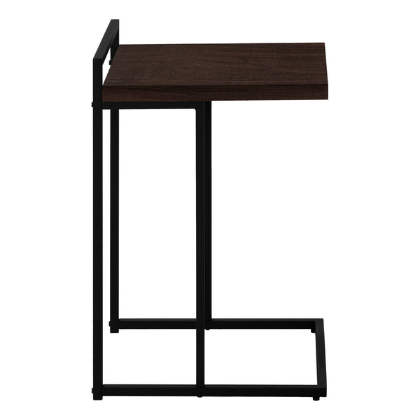 English Elm Accent Table, C-Shaped Side Table For Living Rooms & Bedrooms, Espresso Laminate With Black Metal Base B2710P219374