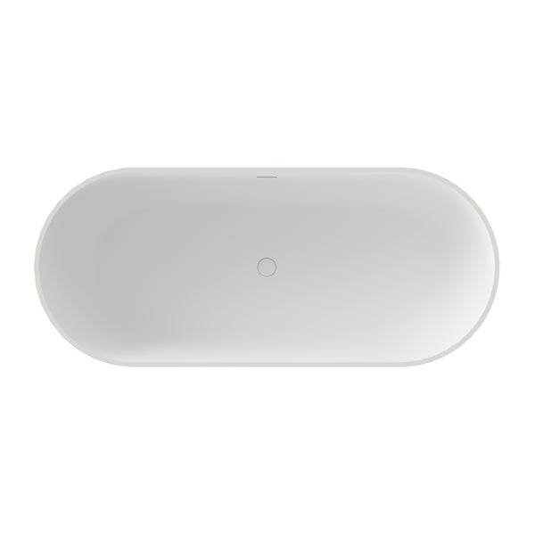 English Elm 69'' Stone Resin Freestanding Soaking Tub Matte White Spa Bath Solid Surface T5287P418032