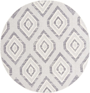 Unique Loom Cherokee Gatlinburg Machine Made Geometric Rug Ivory, Gray 7' 1" x 7' 1"