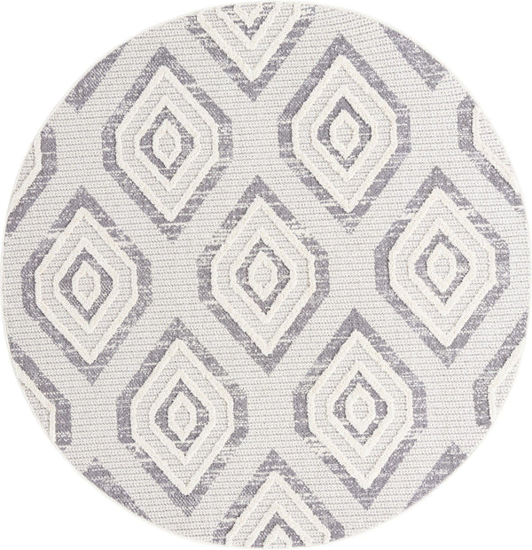 Unique Loom Cherokee Gatlinburg Machine Made Geometric Rug Ivory, Gray 7' 1" x 7' 1"