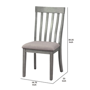 English Elm Vertical Slat Curved Back Dining Chairs Solid Wood Frame Upholstered Seat Set of 2 B056P416793