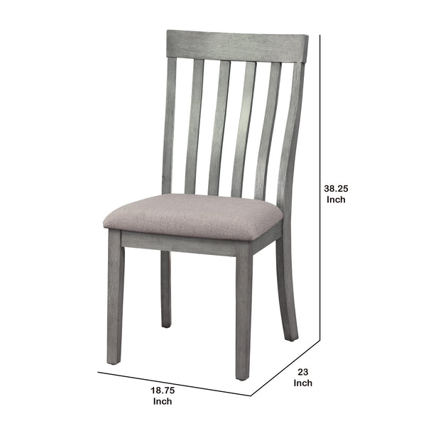 English Elm Vertical Slat Curved Back Dining Chairs Solid Wood Frame Upholstered Seat Set of 2 B056P416793