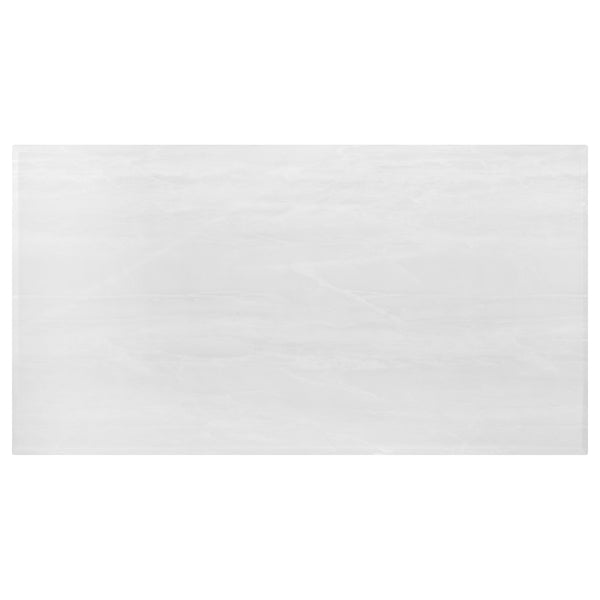English Elm Allessandra Sleek White Faux Marble Dining Table with Beveled Edge and Chrome U-Shaped Base, 71" B062S00726