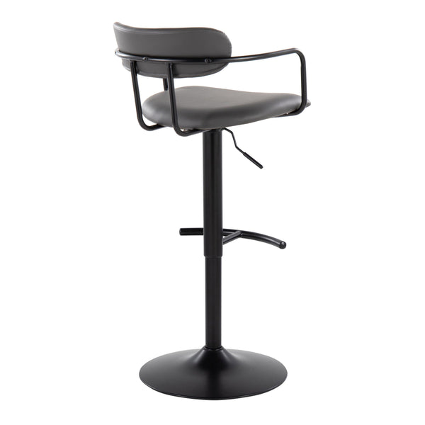 English Elm Contemporary Swivel Barstools Set of 2 Faux Leather Seat Black Metal Frame B202S00812