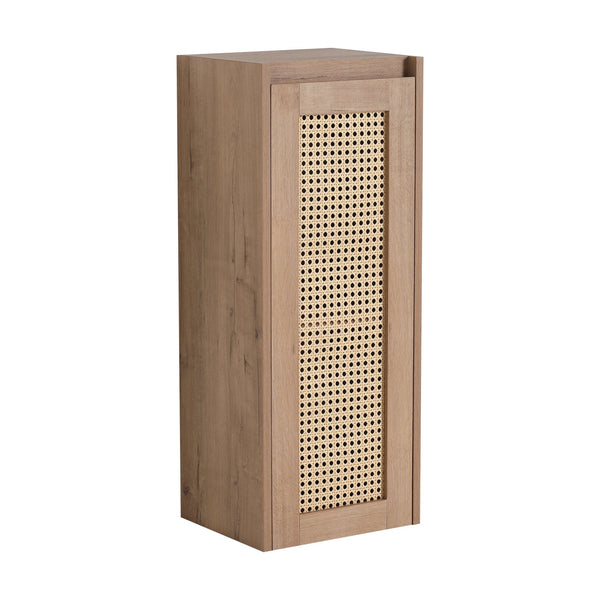 English Elm 12" Bathroom Side Cabinet Wall-Mounted, Soft-Close Hinges, Plywood, Hidden Handle, Space-Saving Storage W999P279375