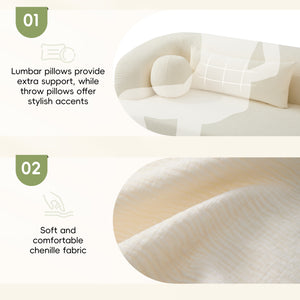 English Elm [new]86" Chenille Cloud Sofa Curved Legless 3-seater with Pocket Springs for Living Room Beige N723P404465A