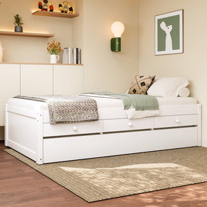 English Elm Twin Triple Metal Bunk Bed Matte Powder Coated Frame with Full Safety Guardrails White W1580S00385