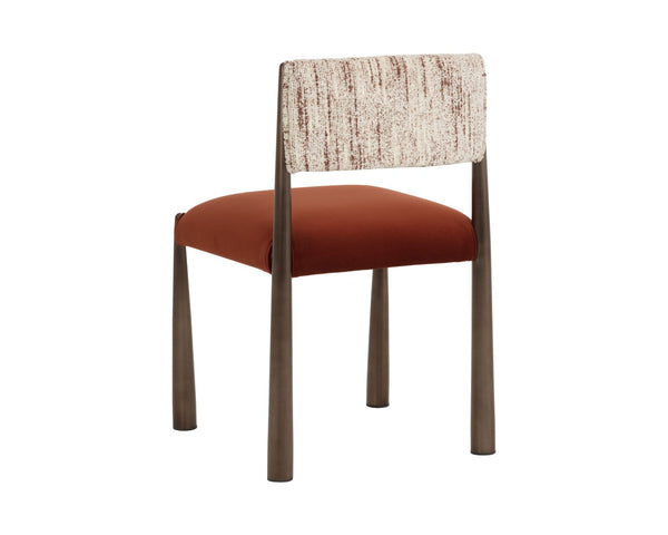 Sunpan BAYARD Dining Chair - Two-Tone Terri Nutmeg & Meg Rust Upholstery with Dark Bronze Metal Legs 112687