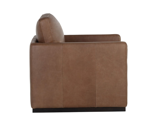 Sunpan PORTMAN Swivel Lounge Chair in Luxe Marseille Camel Leather - Modern Comfort & Style for Any Room 106586V