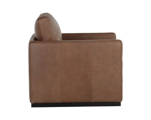 Sunpan Portman Swivel Lounge Chair - Modern Design with 360-Degree Comfort and Stylish Track Arms Marseille Camel Leather