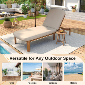 English Elm Outdoor Acacia Wood Chaise Lounge Reclining Patio Chair with Cushion for Poolside Brown N719P445623D