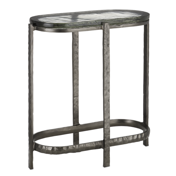 Acea Gold Side Table - Handcrafted Cast Aluminum and Glass Accent for Modern Home Elegance