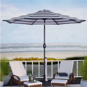 English Elm 9 Ft Striped Outdoor Patio Umbrella with Crank Tilt Aluminum Pole Uv Protection B082P454949