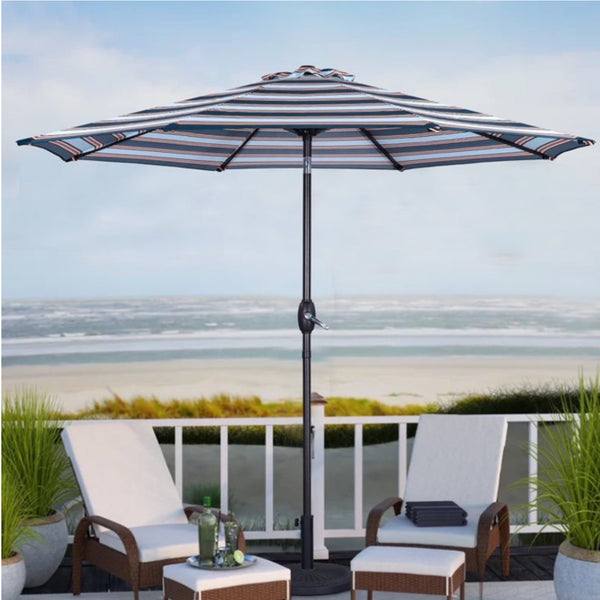 English Elm 9 Ft Striped Outdoor Patio Umbrella with Crank Tilt Aluminum Pole Uv Protection B082P454949