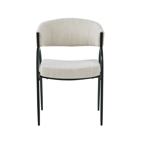 English Elm Upholstered Gray Fabric Dining Chair Set of Two with Sleek Metal Legs Modern Style N768P184752B