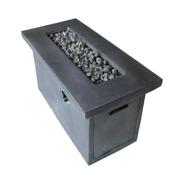 English Elm 24'' Concrete Propane/Natural Gas Outdoor Fire Pit Table with 50,000 BTU, Stainless Steel Burner, Weather-Resistant Charcoal B120P247489