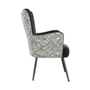 English Elm Wallace & Bay - Black Accent Chair with Petroglyph Print Fabric, Transitional Style, Easy-Care Upholstery, 27.4"W x 38.2"H B361P384459