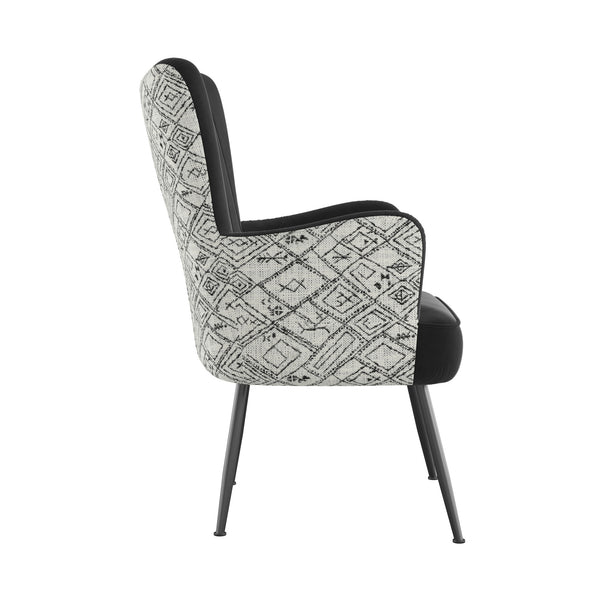 English Elm Wallace & Bay - Black Accent Chair with Petroglyph Print Fabric, Transitional Style, Easy-Care Upholstery, 27.4"W x 38.2"H B361P384459