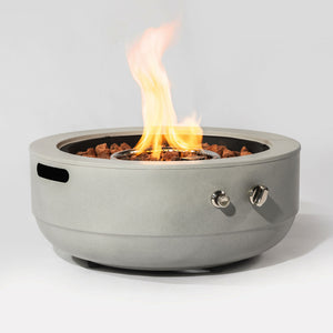 English Elm 24" Propane Fire Pit Bowl 50,000 BTU with Pulse Ignition, Stainless Steel Burner, Lava Rocks, Grey W853P193938