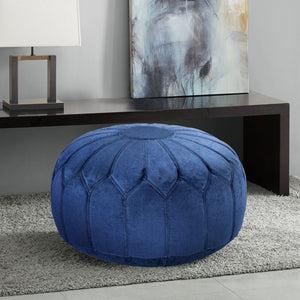 Madison Park Kelsey Modern/Contemporary Round Pouf Ottoman FPF18-0090 Blue