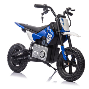 English Elm 24v Kids Electric Motocross Motorcycle 200w Hub Motor Suspension Led Bluetooth Audio Blue W1578P225048