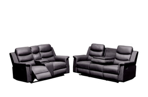 English Elm Reclining PU Loveseat Slipcover with Console & Cup Holders, Stretch Durable Recliner Cover Black W214S00021