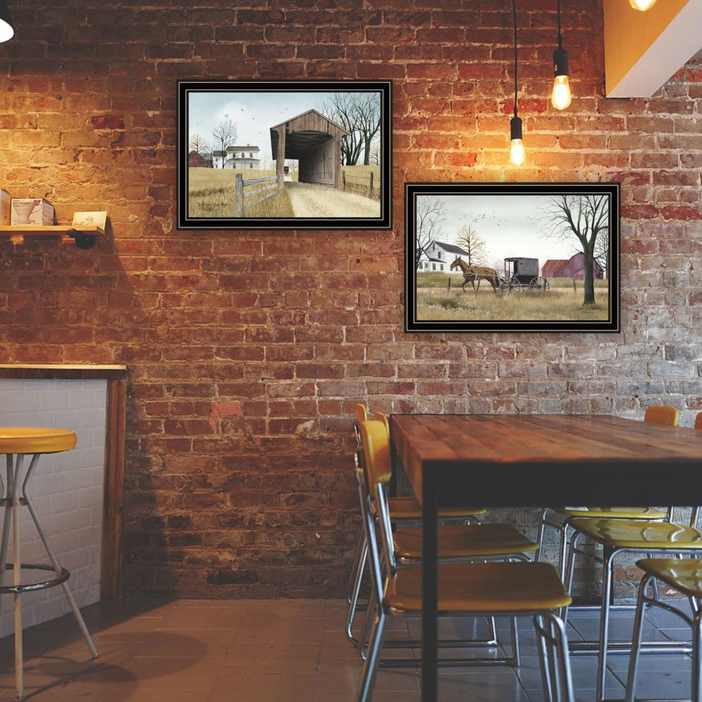English Elm Trendy Decor 4u Billy Jacobs Rural Americana 2 Panel Black Framed Canvas Wall Art B067P254108
