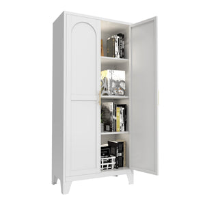 English Elm 61'' Metal Storage Cabinet with 2 Doors and Adjustable Shelves — Spacious Steel Wardrobe for Home & Office White W3387P306328