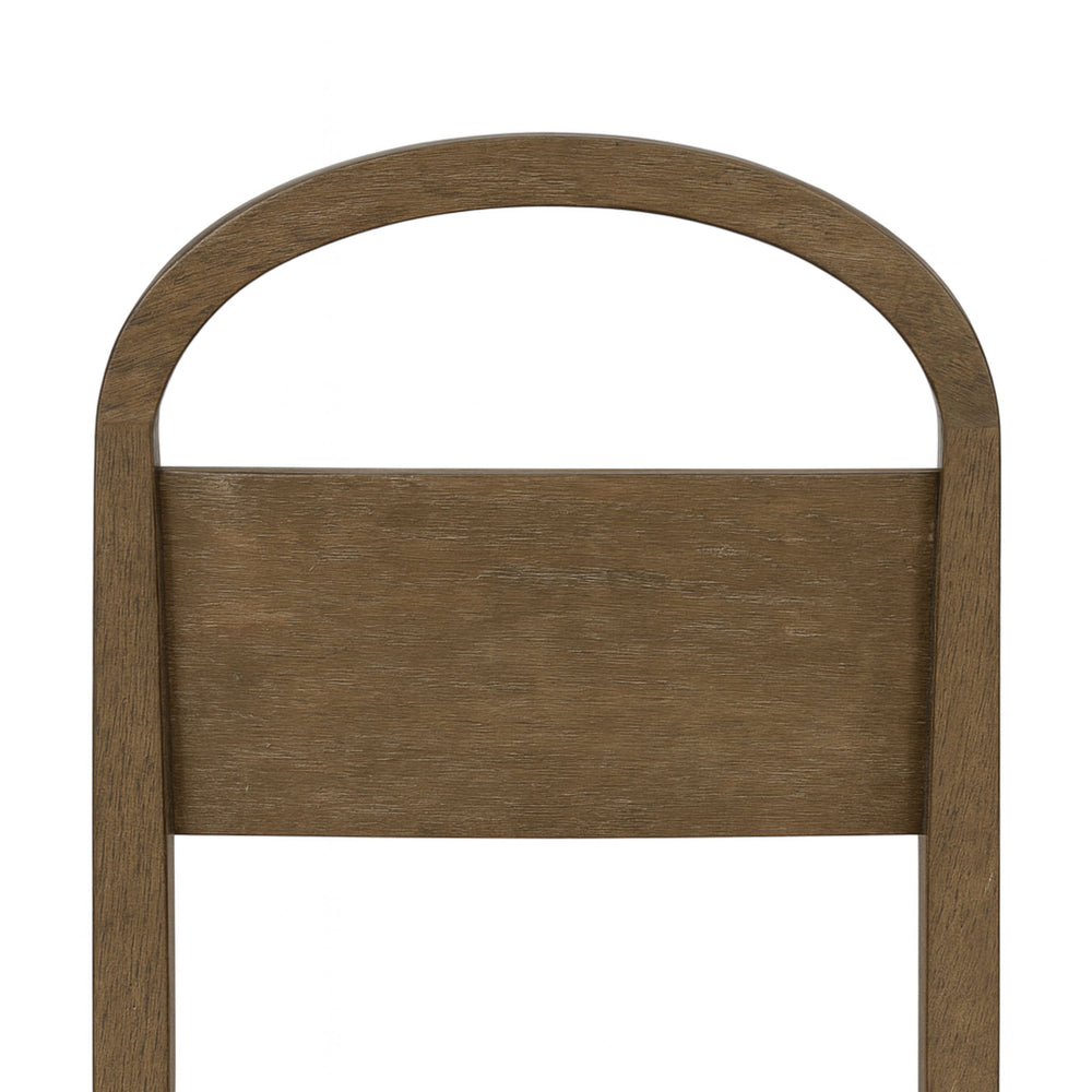 English Elm Wood Arch Back Chair with Cushioned White Sand Seat, Toffee Oak Finish, Elegant Transitional Design Brown 38.5 L x 20 W x 12 H B2699P373206