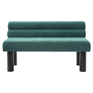 English Elm Upholstered Dining and Entryway Bench with Rubberwood Legs Padded Seat 300 Lb Capacity Black,Green N779P371712G