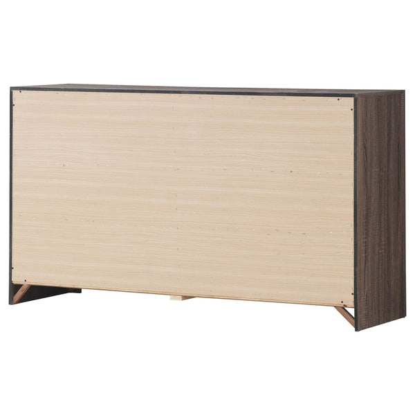 English Elm Sherwood Barrel Oak Six-Drawer Dresser with Smooth Hardware, Modern Silhouette for Chic Storage B062P375391