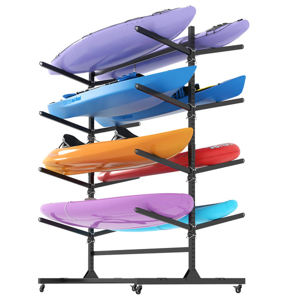 English Elm 82"h Freestanding Steel Kayak Storage Rack Holds 8 Boards with Locking Wheels T2398P313238