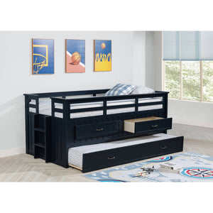 English Elm Starboard Twin Captain Bed with Trundle Storage Drawers and Guardrails for Kids B062S01453