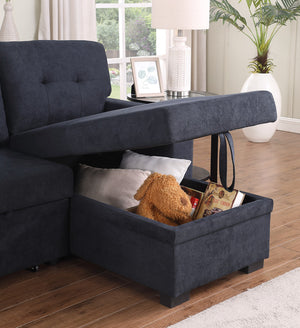 English Elm Jardin Woven Beige Sectional Sleeper Sofa with Reversible Storage Chaise for Living Rooms B2749S00246